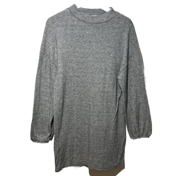Zara Dresses & Skirts - ZARA Gray Sweater Dress Long Sleeve Mock Quiet Luxury Boho Medium Wool Blend